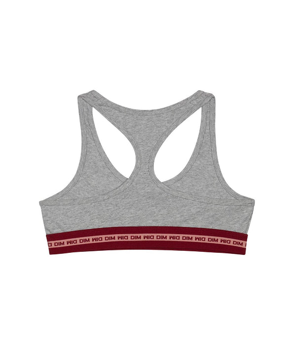 DIM Girls' Grey Dim Sport stretch cotton bra with metallic logo
