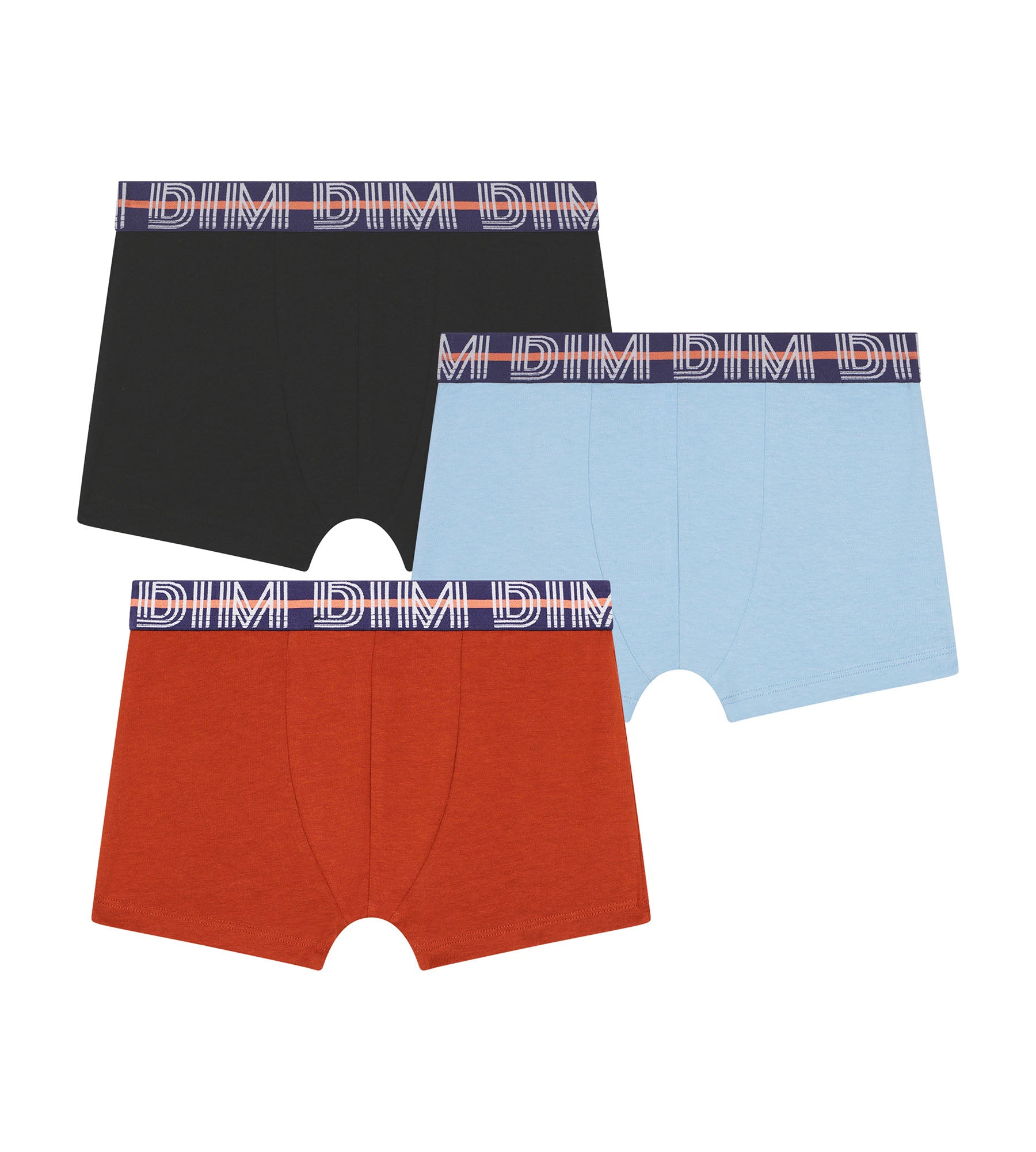 Dim Shorts Pack of 3 Blue Red boys' boxer shorts with Dim cotton Stretch graphic ...