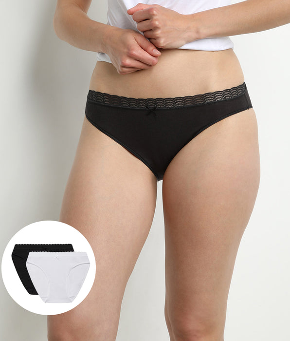 DIM Set van 2 zwart-witte dames slips DIM Fashion