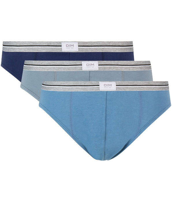 DIM 3er-Pack Slips aus robuster Stretch-Baumwolle blau/grau - Ultra Resist