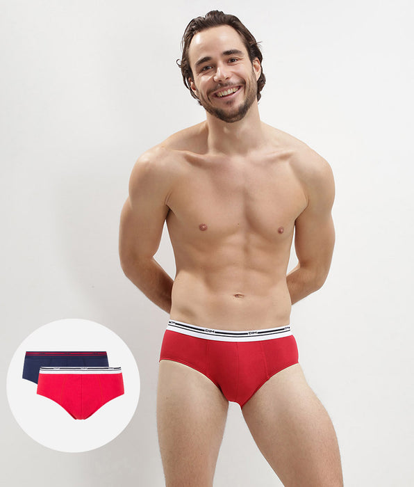 DIM 2er-Pack Slips aus Stretch-Baumwolle lavarot/dunkelblau - Classic Colors