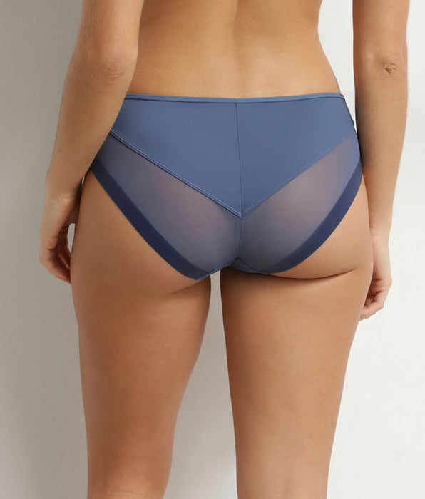 DIM Halbtransparenter Damen-Slip aus blauer Mikrofaser Dim Generous