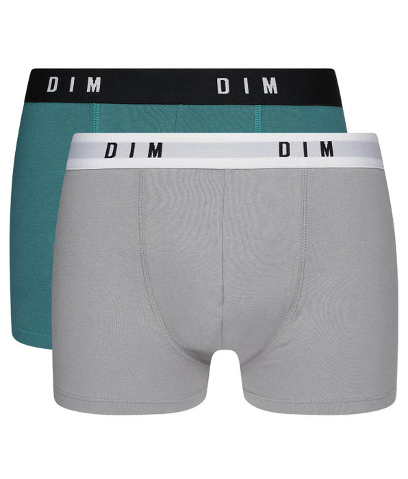 DIM 2er-Pack Boxershorts mit Retrobund smaragdgrün/grau - DIM Originals