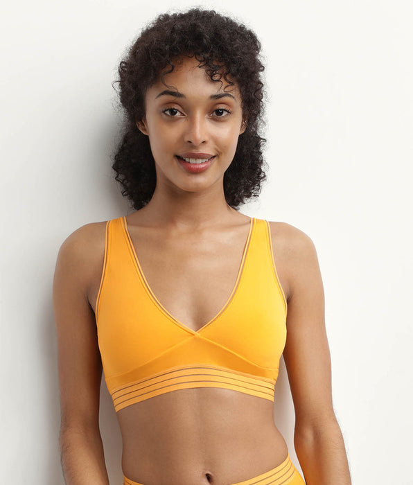 DIM Wireless microfibre triangle bra in yellow Oh My Dim's