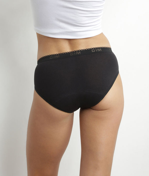 DIM Culotte menstruelle lavable en coton bio noir Flux abondant Dim Protect
