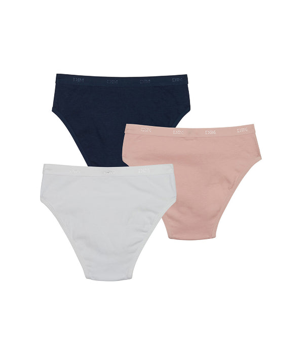 DIM Les Pockets Pack of 3 Girls' Stretch Cotton Briefs Clochette Blue