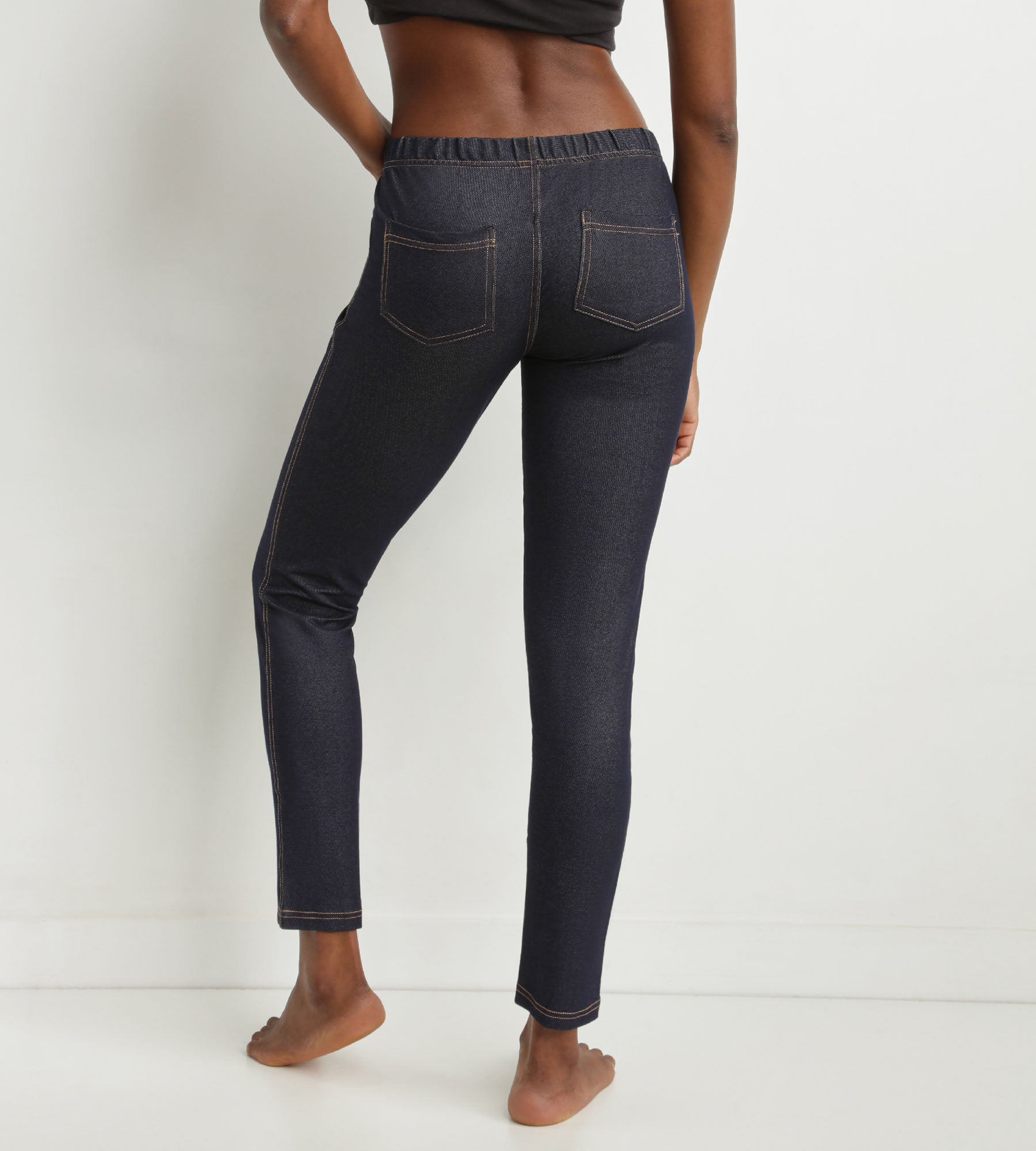 Women's navy-blue denim leggings with pockets Dim Relax & Go | DIM