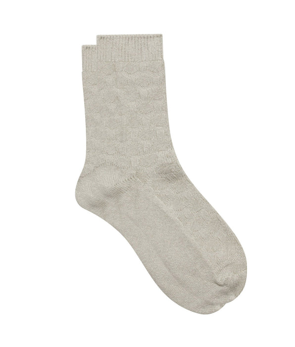 DIM Women's Beige Cotton Style bamboo sock with a circle pattern