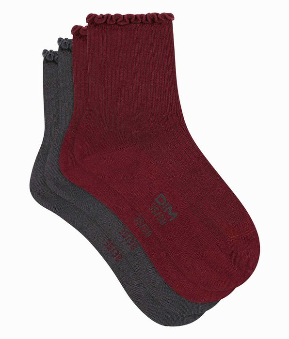 DIM Pack of 2 Red Dim Modal Women's Ruffle Socks