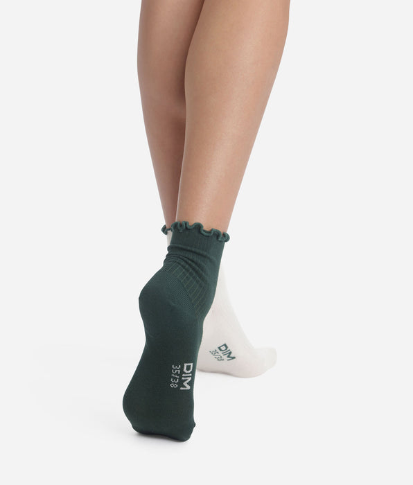 DIM 2er-Pack Damenstrümpfe mit Rüschen Pin Ivoire Dim Modal