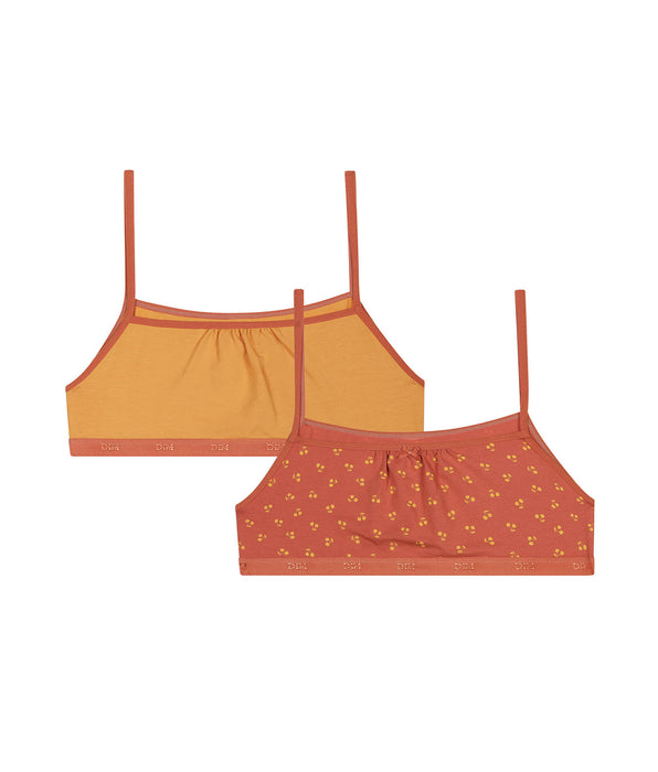 DIM Lot de 2 brassières filles en coton à motif cerise Jaune Les Pockets