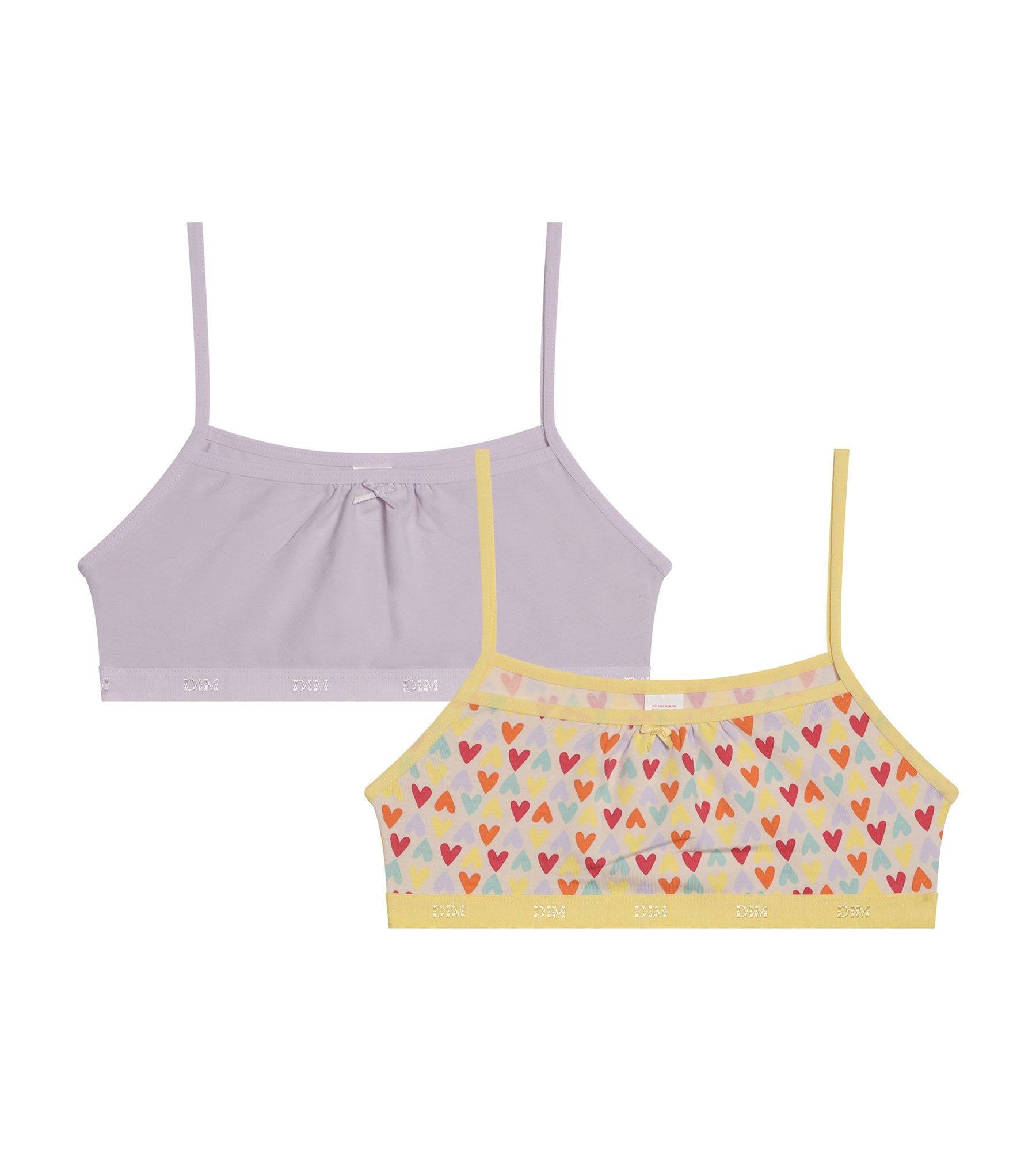 Pack of 2 Lila stretch cotton girl's bras with heart pattern Les ...