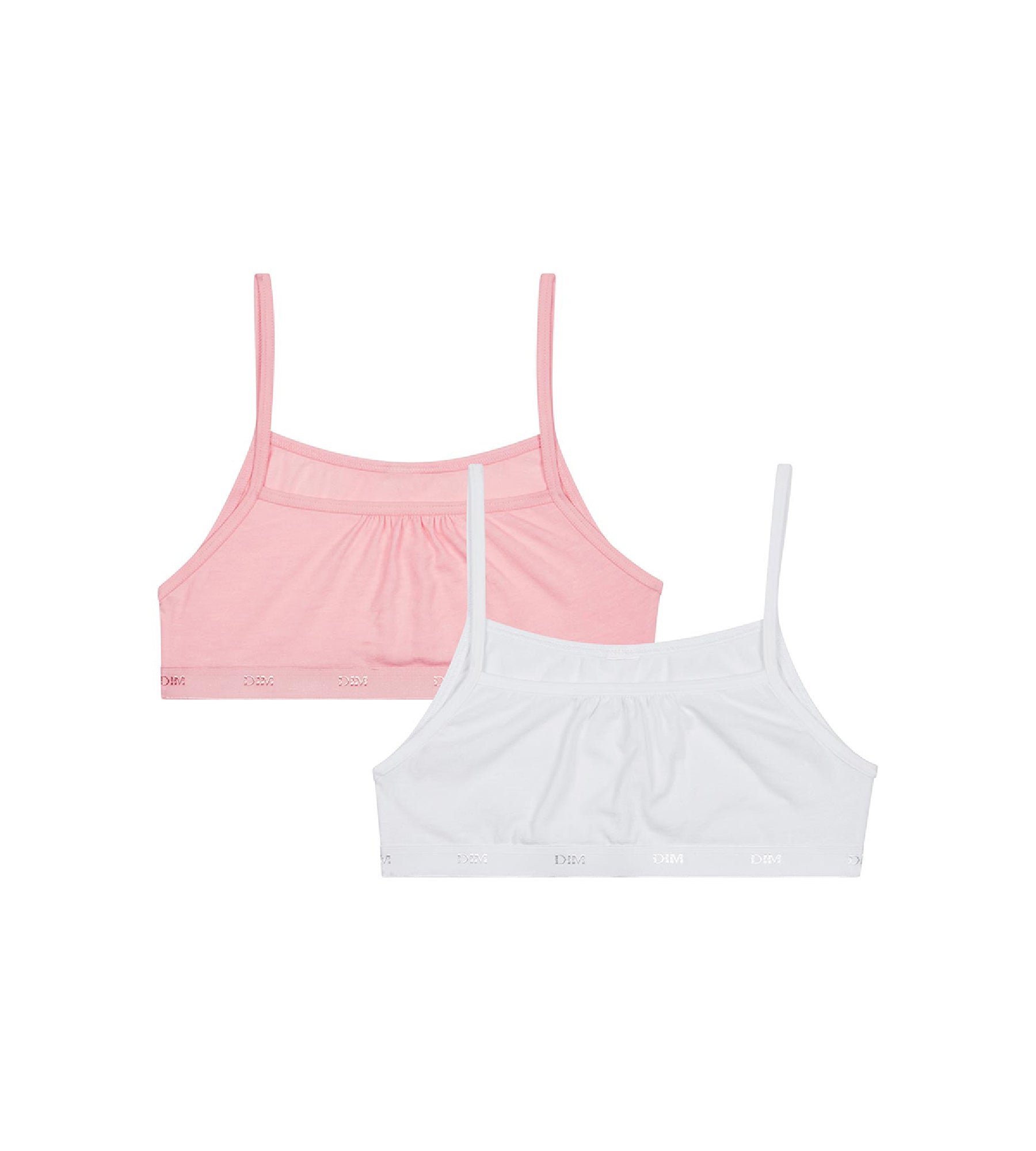 Les Pockets Ecodim Pack of 2 Pink White girls' stretch cotton bras | DIM
