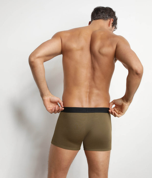 DIM Boxer homme en coton modal côtelé Vert Olive Dim Élégant