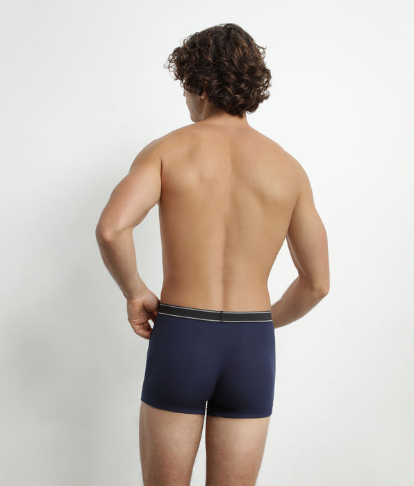 DIM Calzoncillos bóxer para hombre de algodón modal acanalado Azul oscuro Dim Elegant