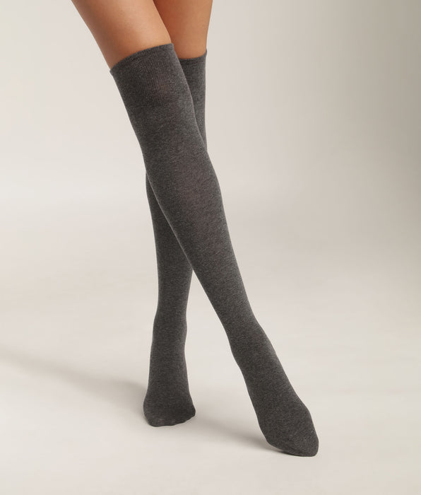 DIM Women's cotton maxi socks Anthracite Chiné Dim