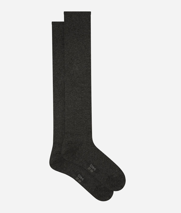 DIM Women's cotton maxi socks Anthracite Chiné Dim