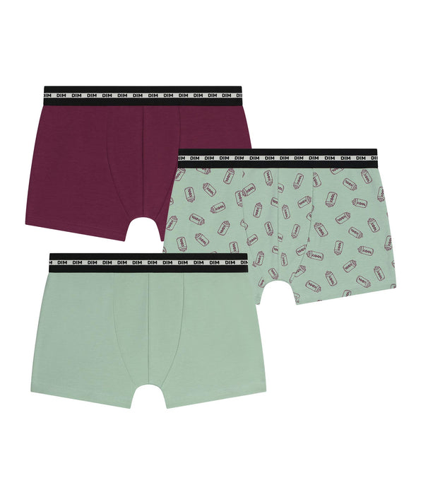 DIM Lot de 3 boxers garçon coton stretch Cuivre à motifs EcoDim Mode