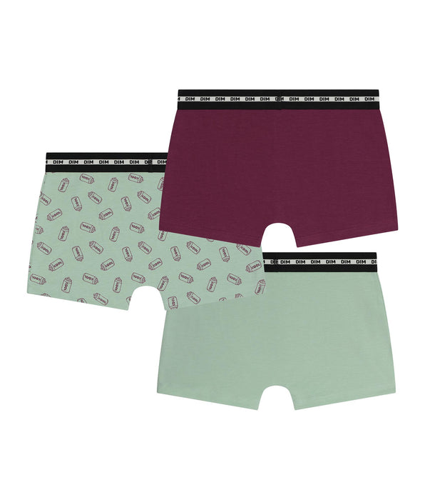 DIM Lot de 3 boxers garçon coton stretch Cuivre à motifs EcoDim Mode
