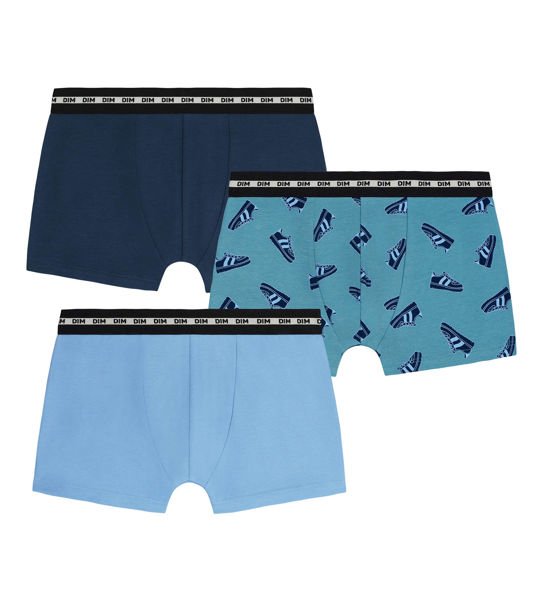 Dim Shorts Pack of 3 boys' stretch cotton boxer shorts with Streetwear EcoDim Mode ...