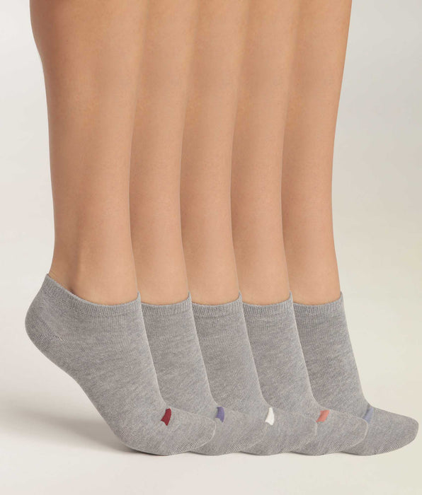 DIM Pack of 5 pairs of EcoDim Light Grey cotton socks for women