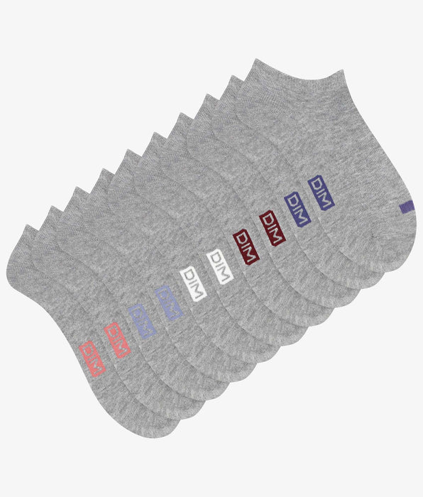 DIM Pack of 5 pairs of EcoDim Light Grey cotton socks for women