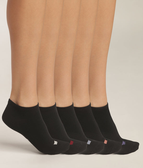 DIM Pack of 5 pairs of women's black cotton socks with EcoDim pastilles