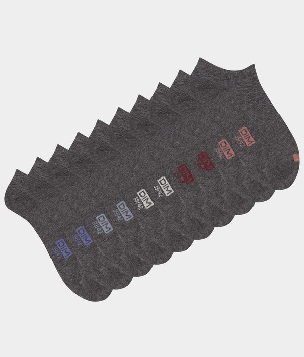 DIM Pack of 5 pairs of men's grey cotton socks with EcoDim labels