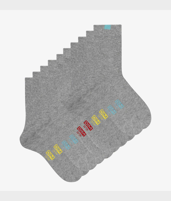 DIM 5er-Pack Kindersocken aus Baumwolle grau meliert/farbig markiert - EcoDIM