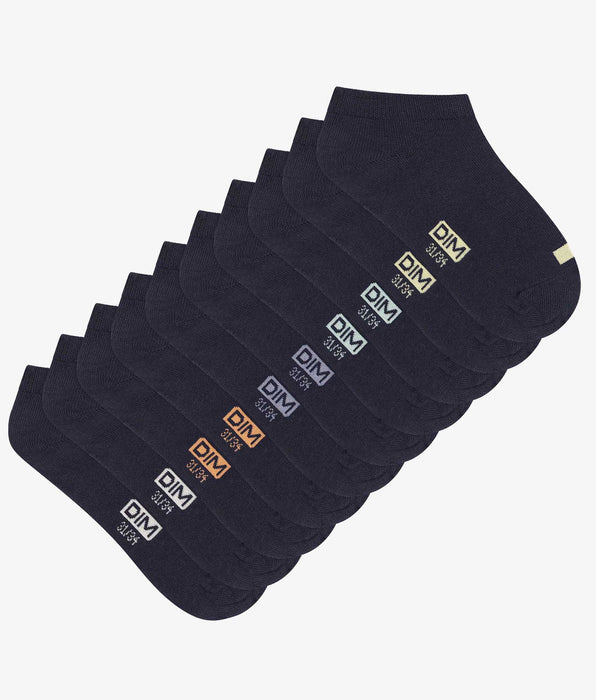 DIM Pack of 5 pairs of unisex cotton navy socks with EcoDim labels