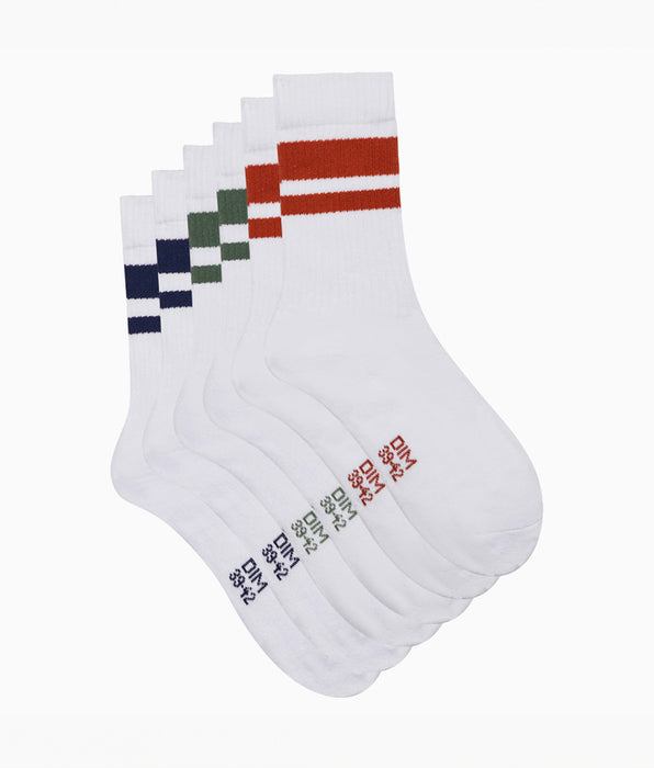 DIM EcoDim Sport Green White Pack of 3 pairs of men's cotton socks