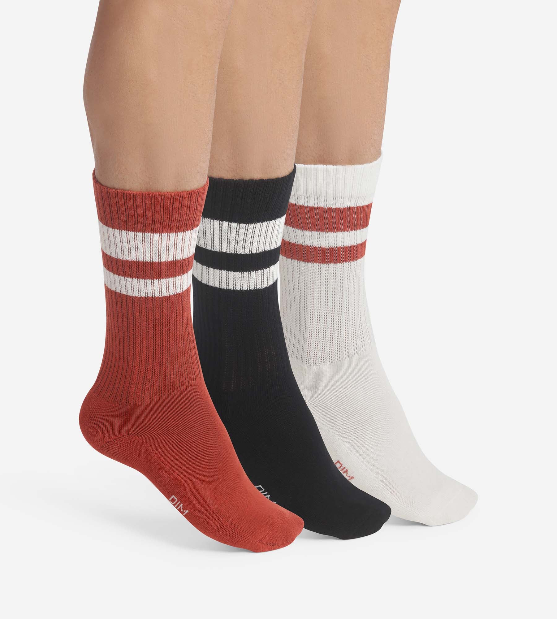Pack of 3 pairs of EcoDim Sport red cotton socks for men | DIM