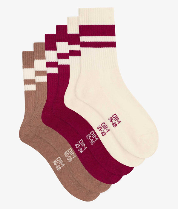 DIM Pack of 3 pairs of women's cotton socks Café EcoDim Sport