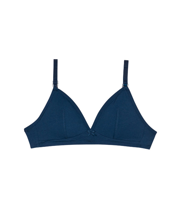 DIM Skin Care wireless marine blue  triangle bra in organic cotton
