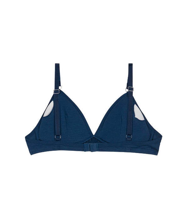 DIM Skin Care wireless marine blue  triangle bra in organic cotton