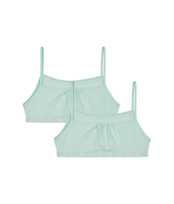 DIM Lot de 2 brassières sans armature en coton bio Bleu Pastel Skin Care