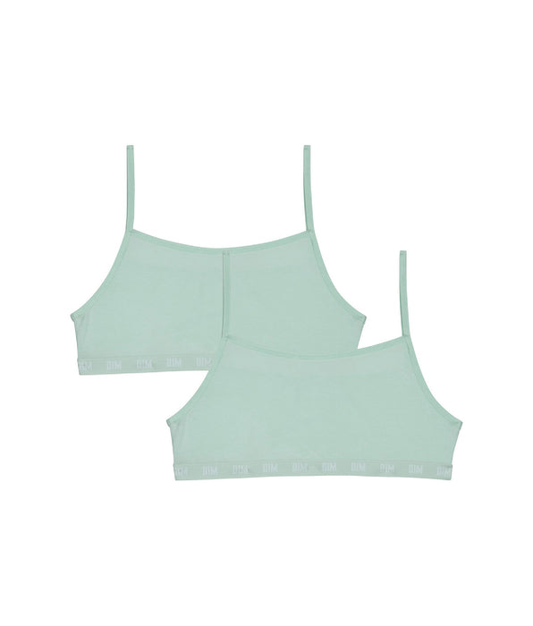 DIM Lot de 2 brassières sans armature en coton bio Bleu Pastel Skin Care