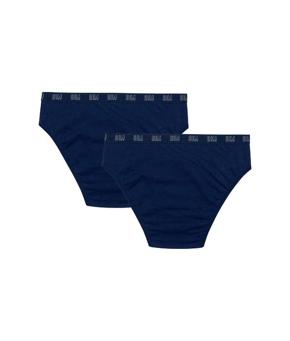 DIM Dim Skin Care Pack of 2 Navy Blue girls' organic cotton knickers