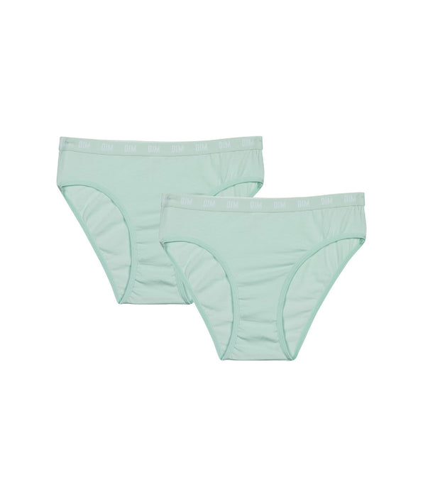 DIM Dim Skin Care Pack of 2 Pastel Blue girls' organic cotton knickers