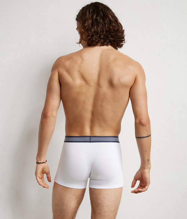 DIM Dim Smart Men's White cotton modal boxer with striped waistband