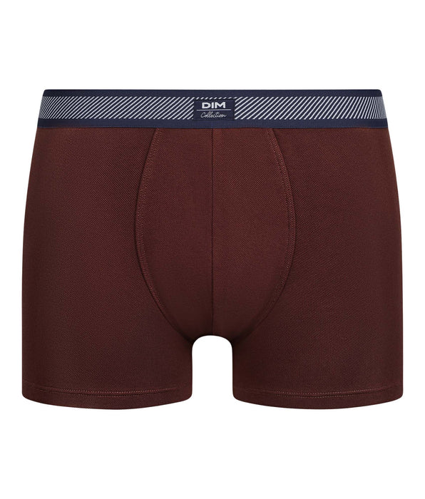 DIM Men's boxer shorts in piqué modal cotton with Wine Red striped waistband Dim Smart