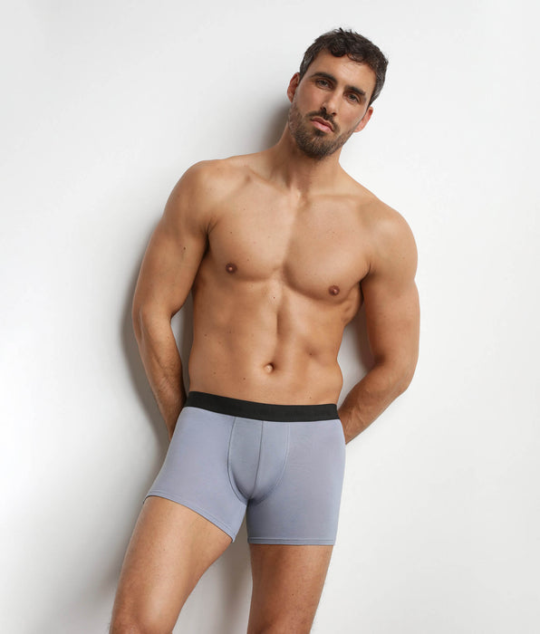 DIM Dim Smart men's boxer shorts in powder grey modal cotton piqué