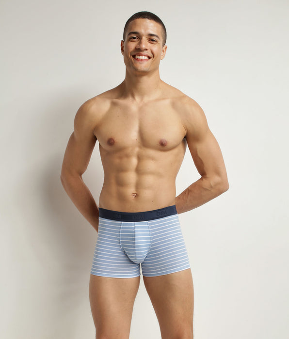 DIM Boxer homme en coton stretch Bleu à rayures Dim Fancy