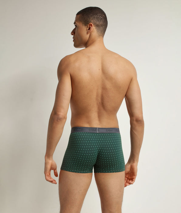 DIM Boxer homme en coton stretch Vert à pois Dim Fancy