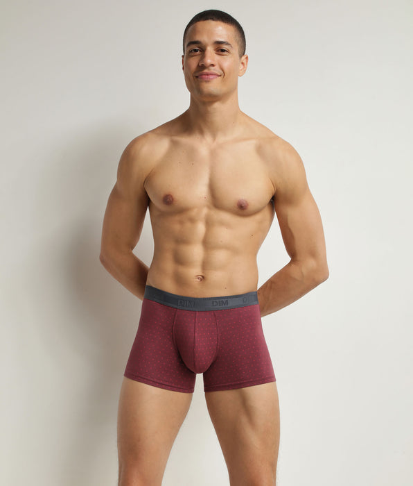 DIM Boxer homme en coton stretch Rubis à pois Dim Fancy