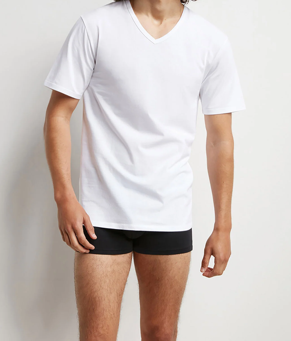 DIM Pack de 2 camisetas de hombre termorreguladoras en algodón Blanco cuello en V Dim Sport