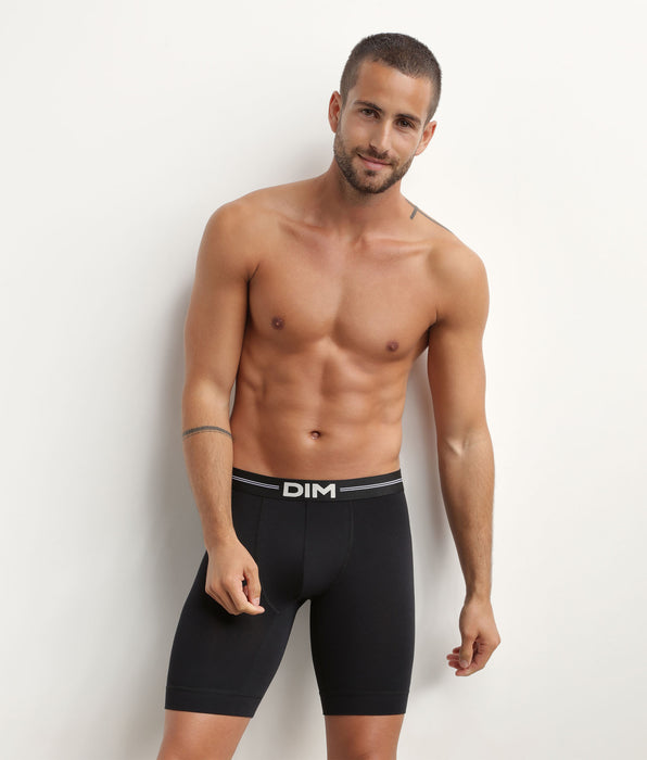 DIM Men's long modal cotton boxers in Black Dim Icons Essentiel