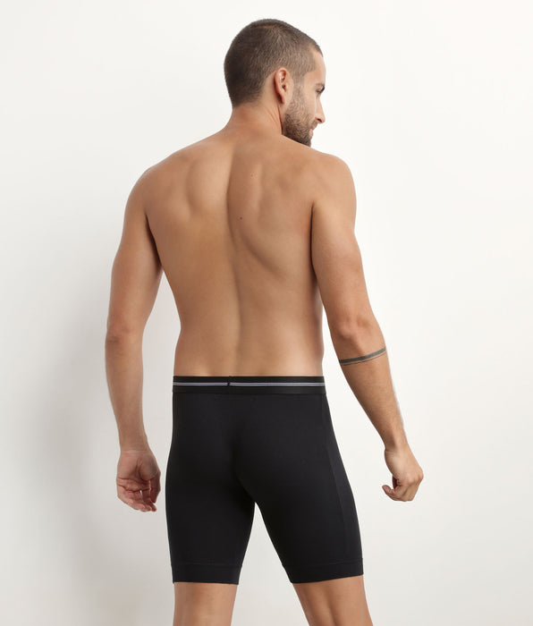 DIM Men's long modal cotton boxers in Black Dim Icons Essentiel