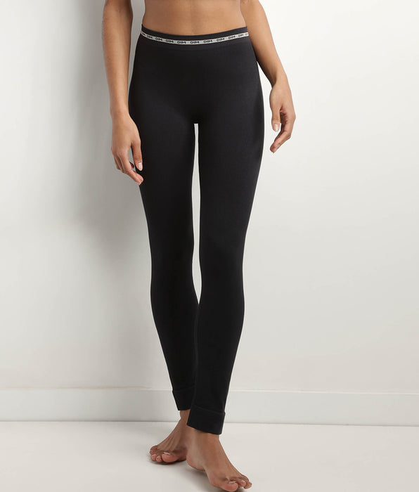 DIM Black seamless women's leggings in ribbed fabric Dim Icon Seamless