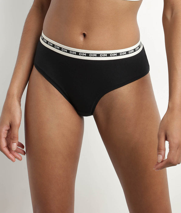DIM Women's Black modal cotton shorty with contrasting waistband Dim Icon Essentiel